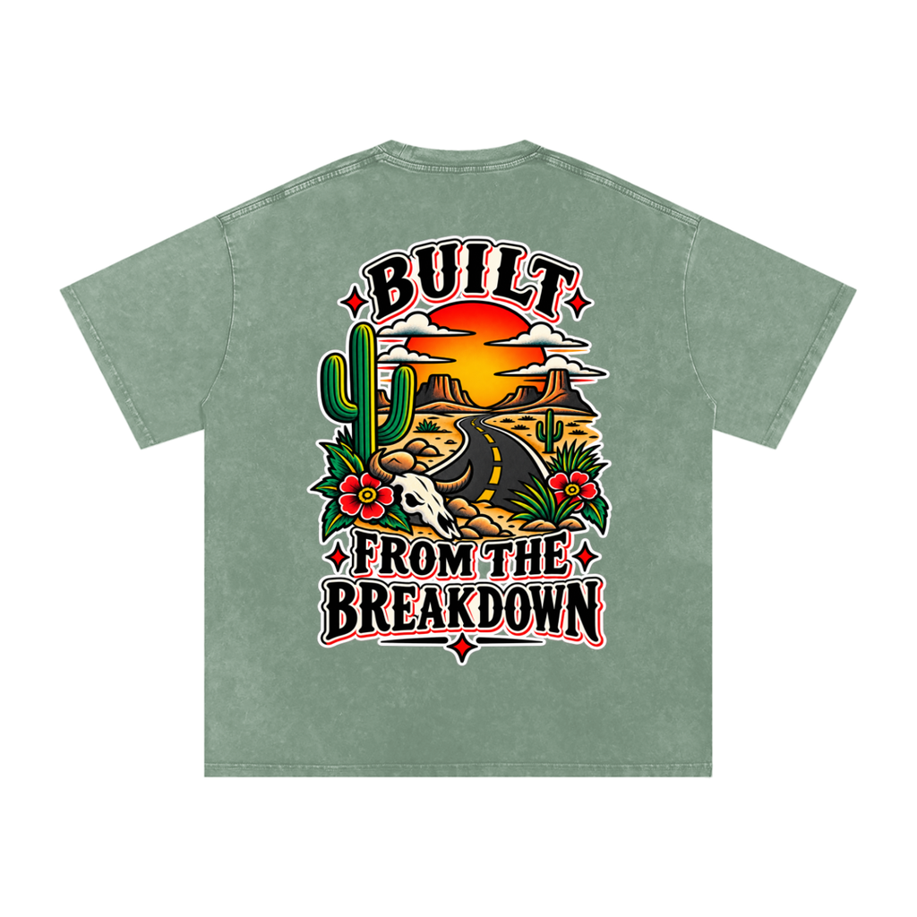 Built from the break down - Snow Washed Oversized Cotton T-Shirt