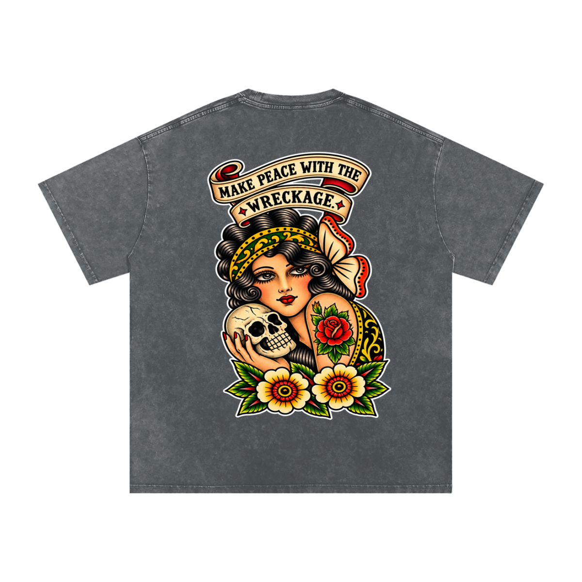 Peace with the Wreckage - Snow Washed Oversized Cotton T-Shirt