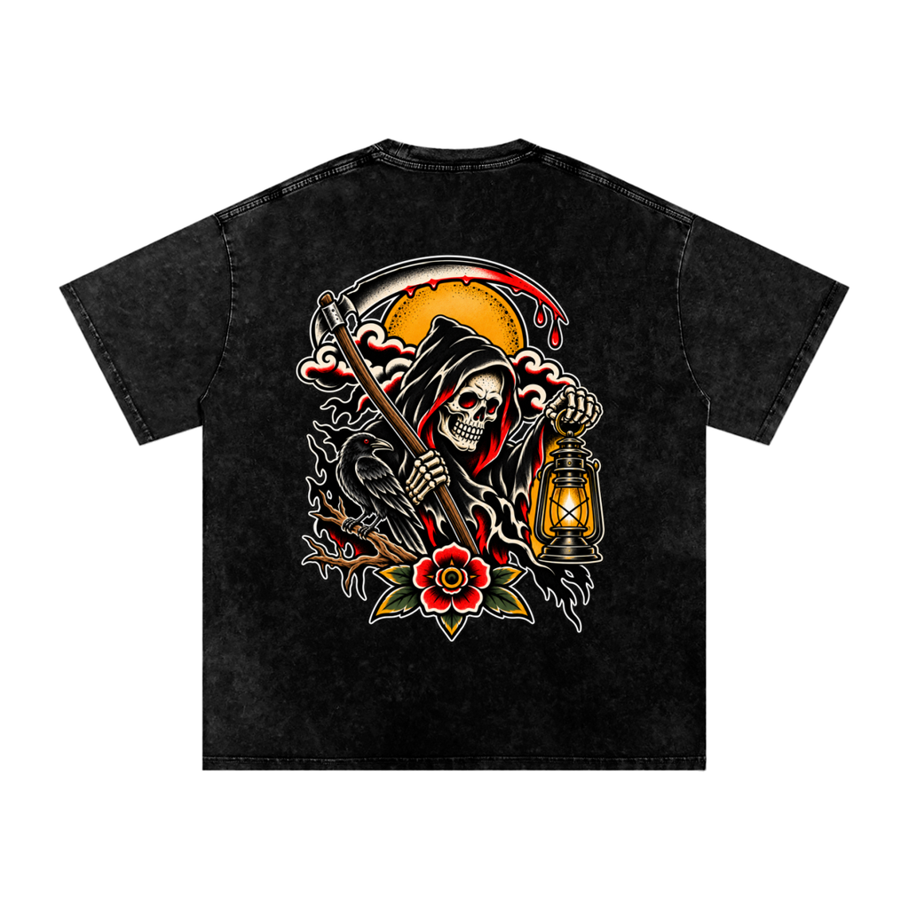 Reaper Snow Washed Oversized Cotton T-Shirt