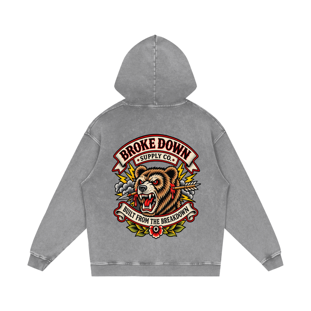 Bear - Snow Washed Loose Cotton Hoodie