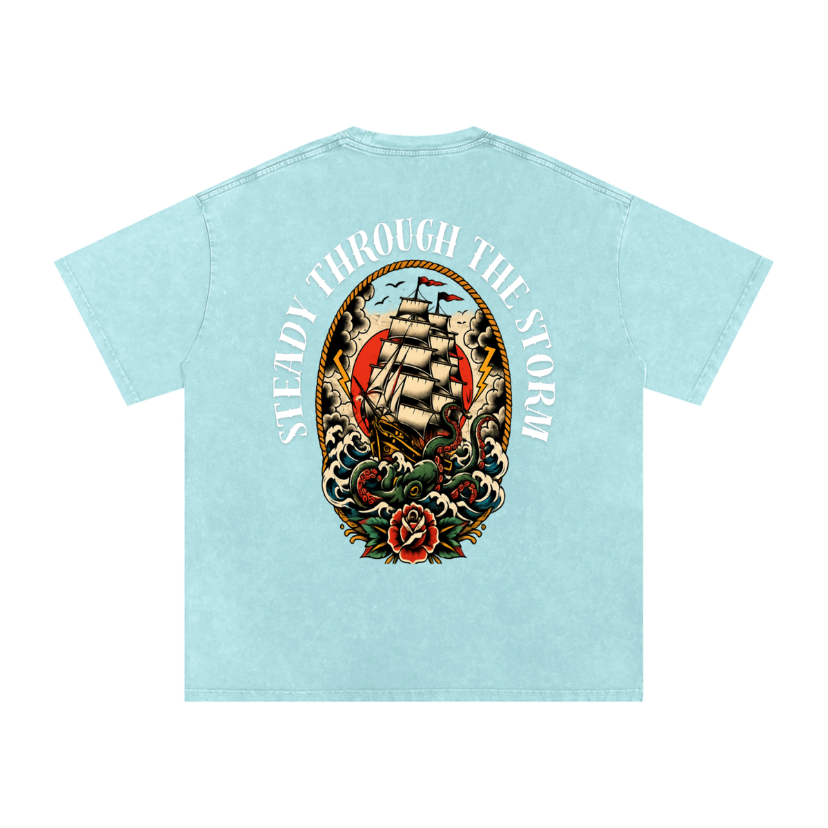 Steady through the storm - Snow Washed Oversized Cotton T-Shirt