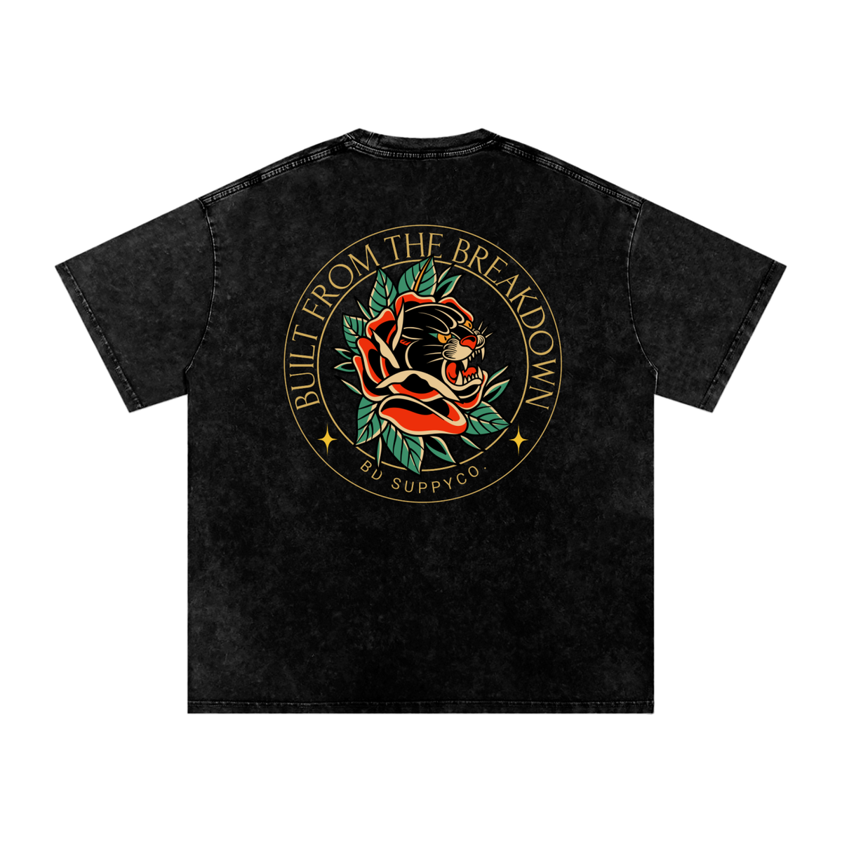 Panther Rose - Snow Washed Oversized Cotton T-Shirt