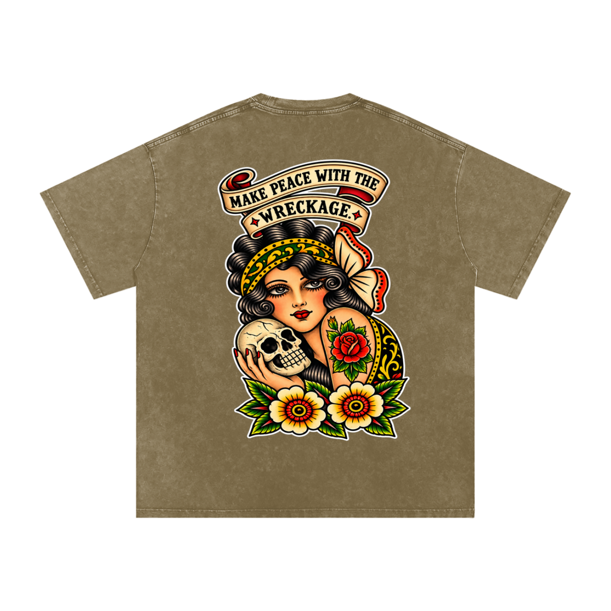 Peace with the Wreckage - Snow Washed Oversized Cotton T-Shirt