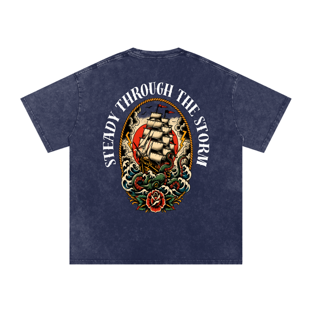 Steady through the storm - Snow Washed Oversized Cotton T-Shirt