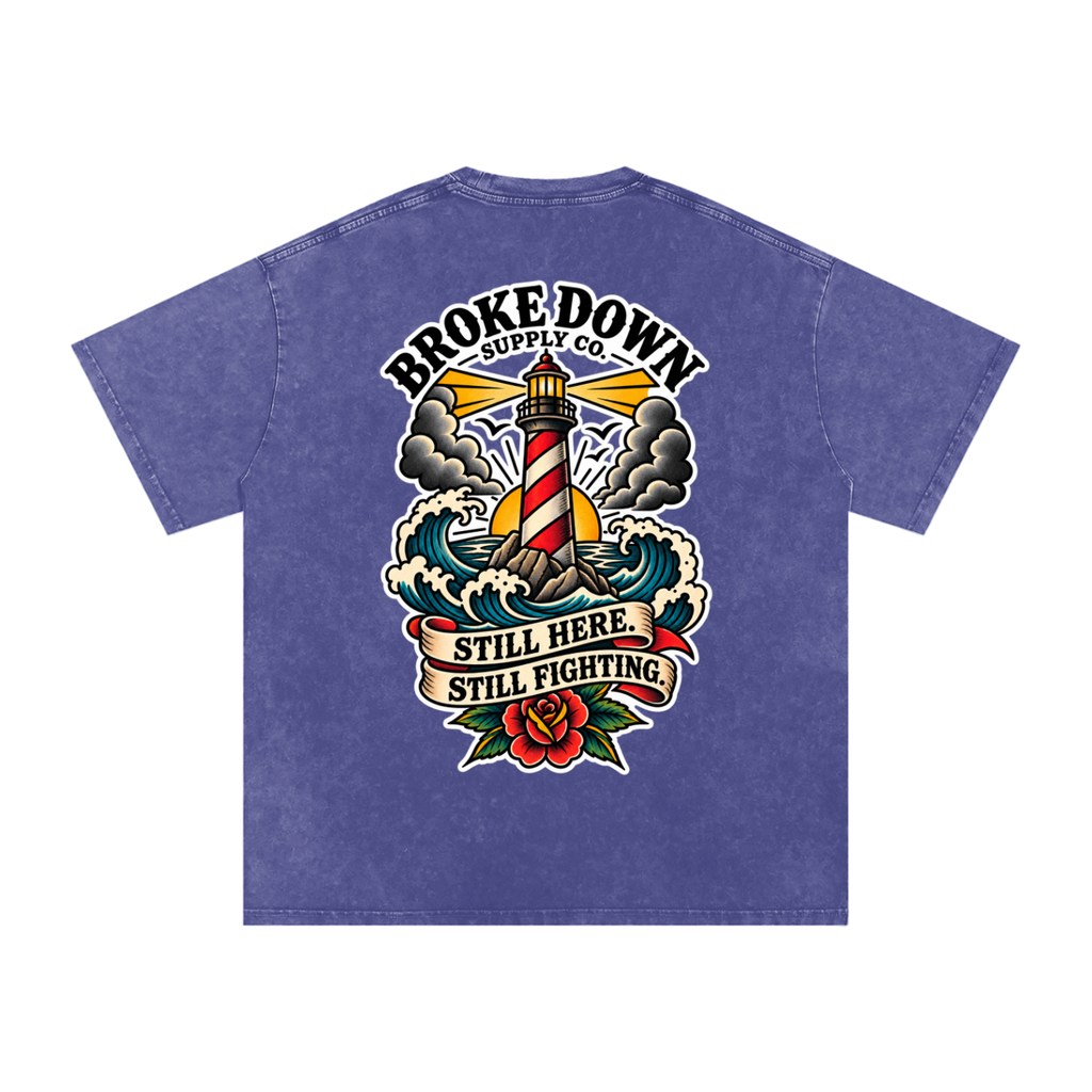 Recovery lighthouse - Snow Washed Oversized Cotton T-Shirt
