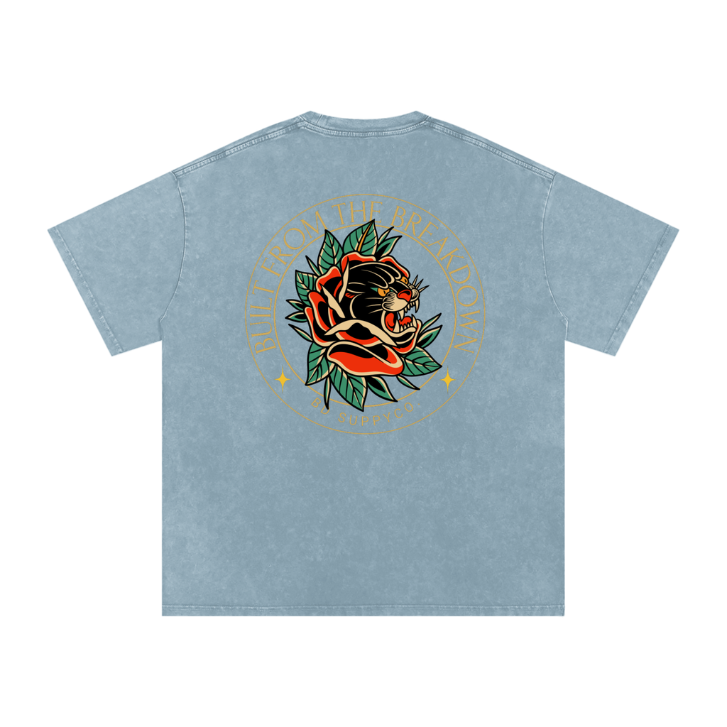 Panther Rose - Snow Washed Oversized Cotton T-Shirt