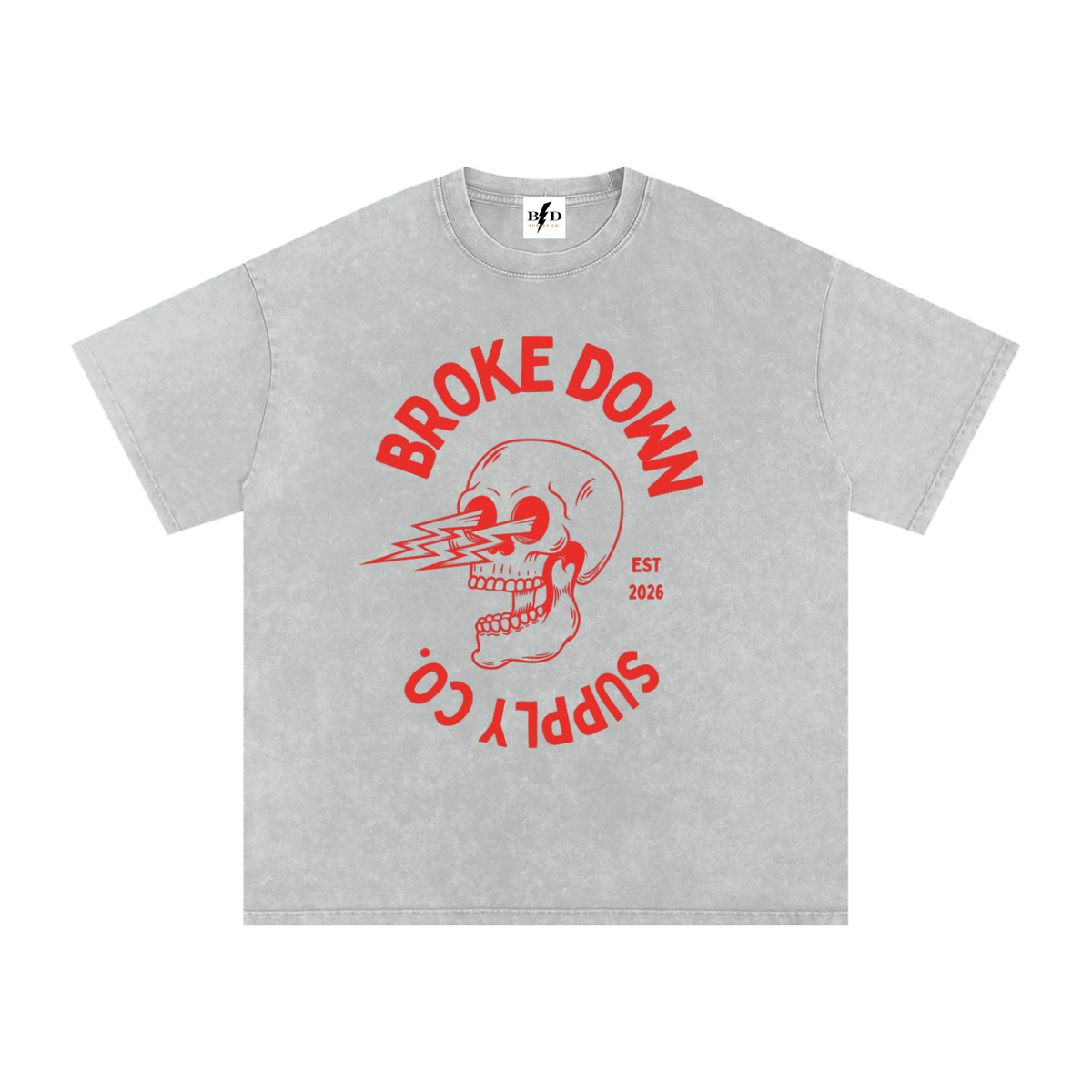 Skull - Snow Washed Oversized Cotton T-Shirt