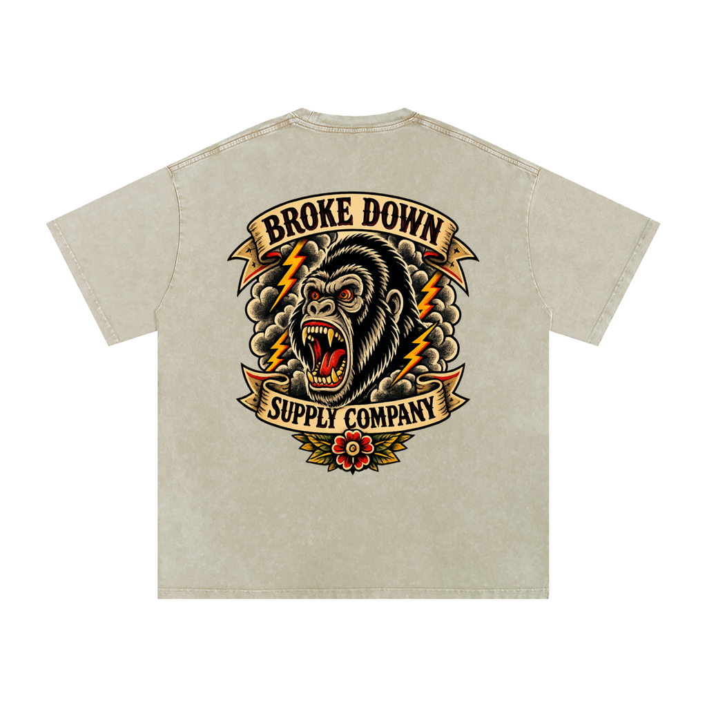 Gorilla - Snow Washed Oversized Cotton T-Shirt