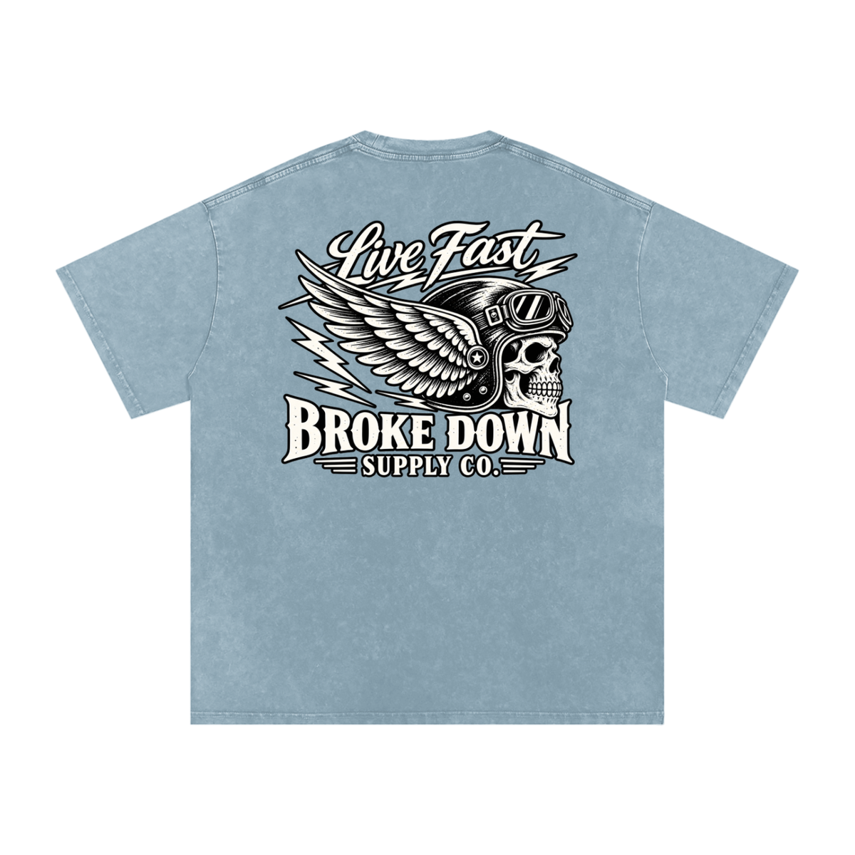 Live Fast - Snow Washed Oversized Cotton T-Shirt