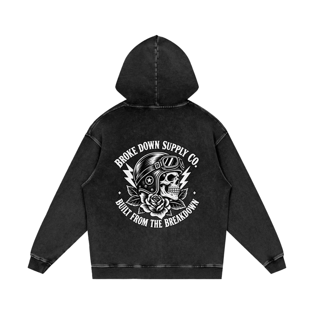 Skull - Snow Washed Loose Cotton Hoodie