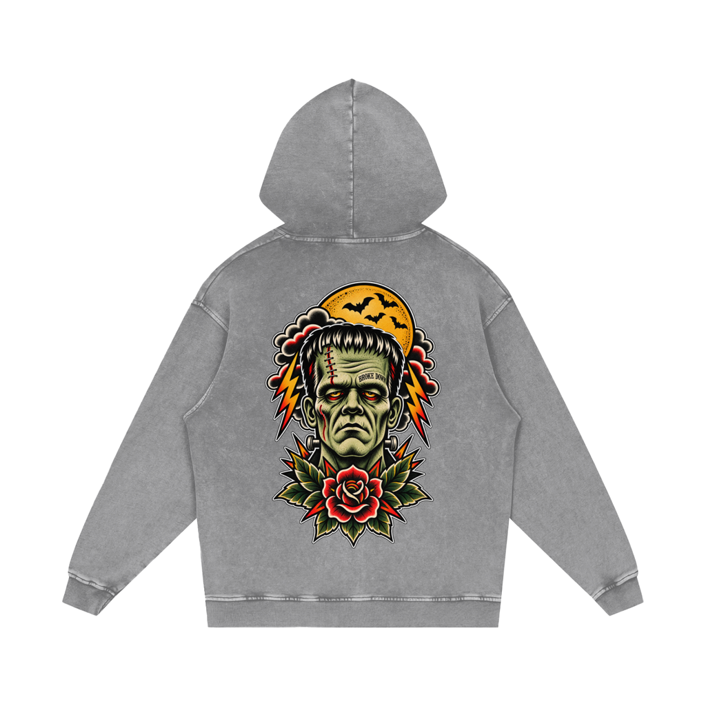 Frankenstein -  Snow Washed Loose Cotton Hoodie