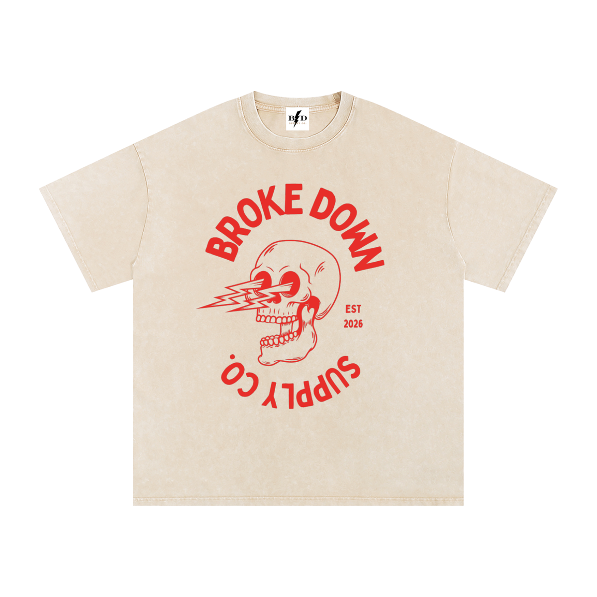 Skull - Snow Washed Oversized Cotton T-Shirt