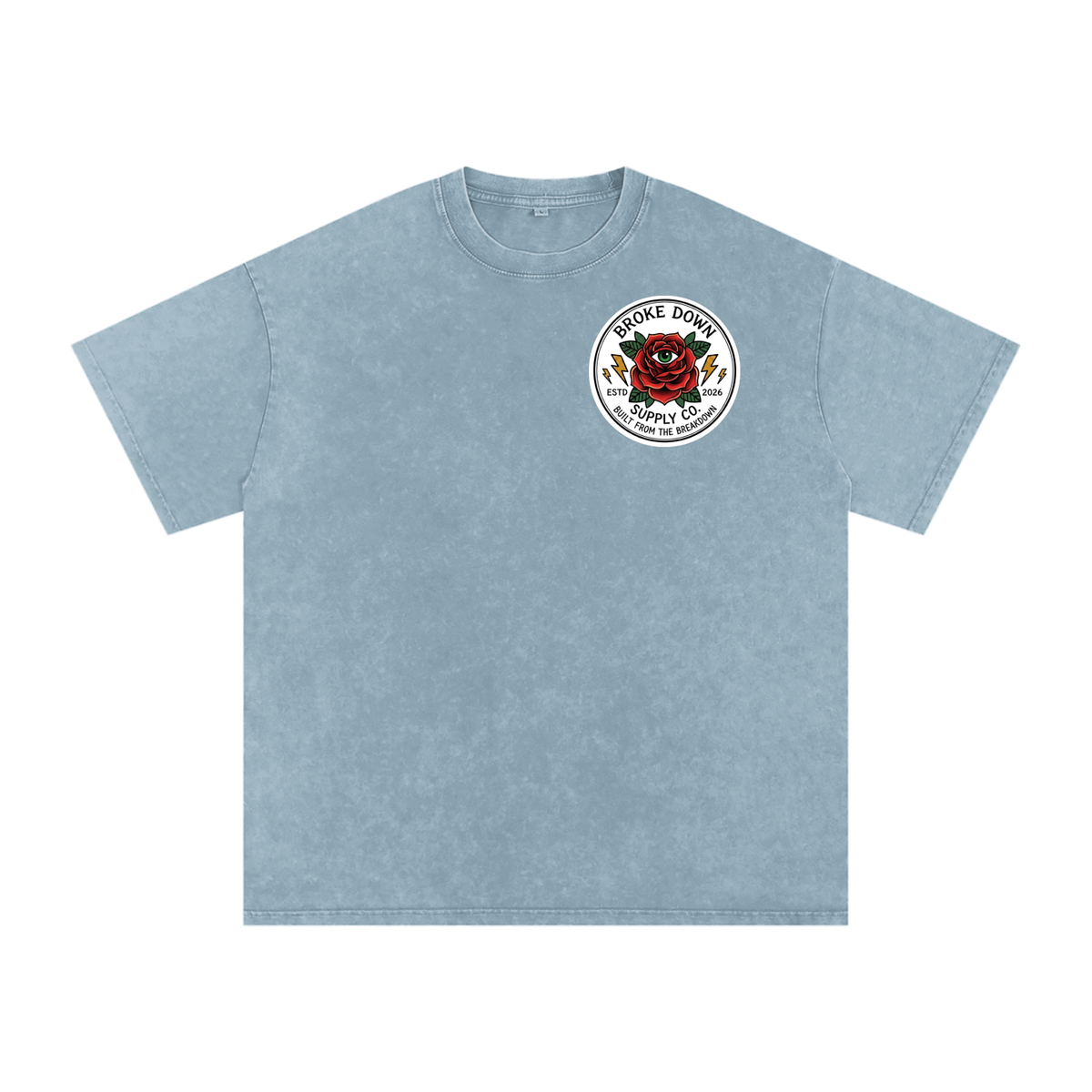 Skull on Beach - Snow Washed Oversized Cotton T-Shirt