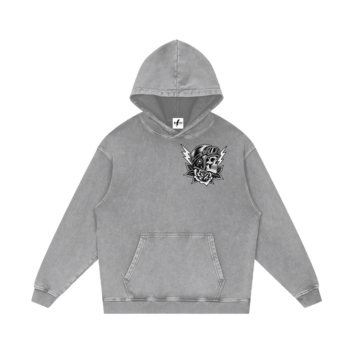 Skull - Snow Washed Loose Cotton Hoodie