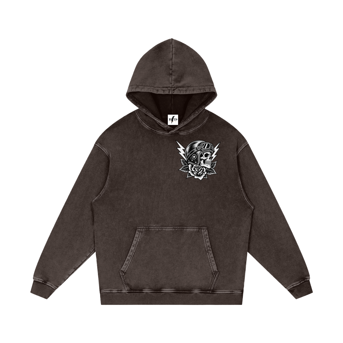 Skull - Snow Washed Loose Cotton Hoodie